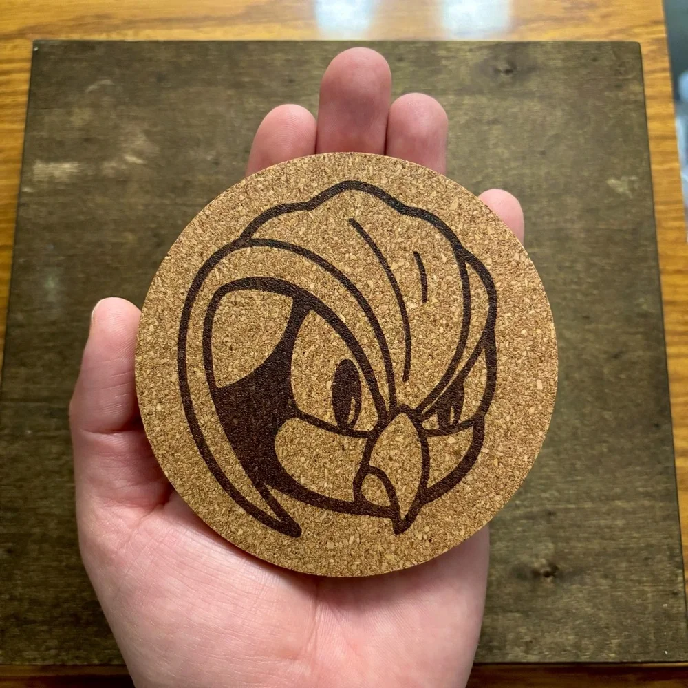 Pokemon Pidgeot Face Laser Engraved Cork Coaster